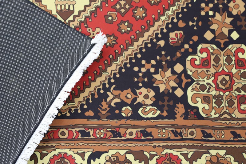 Alkaffary Bashayer Area Rug, Living Room & Majlis Rug, Luxury Heritage Arabic Design High-Quality Materials, 100x200 cm, Red - Image 4